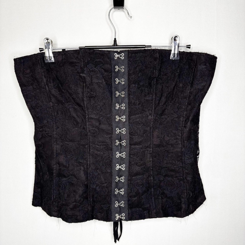 Royal Bones by Daang Black Lace Under Bust Corset Size XXL Hook Eye Front - Picture 10 of 10